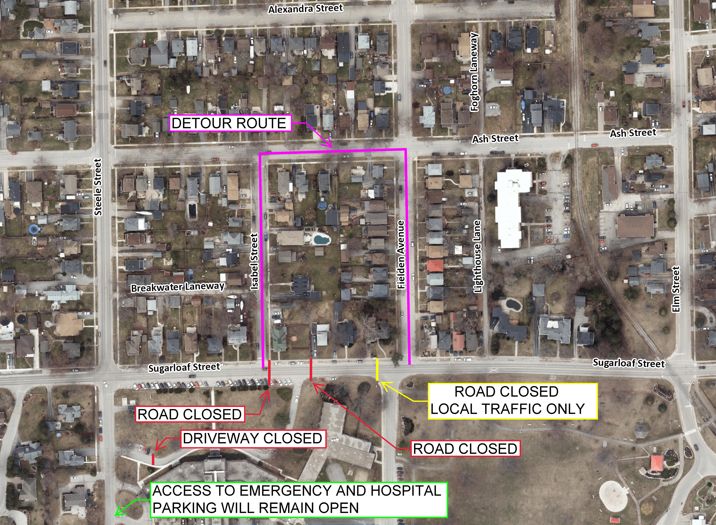 Sugarloaf Street road closure map